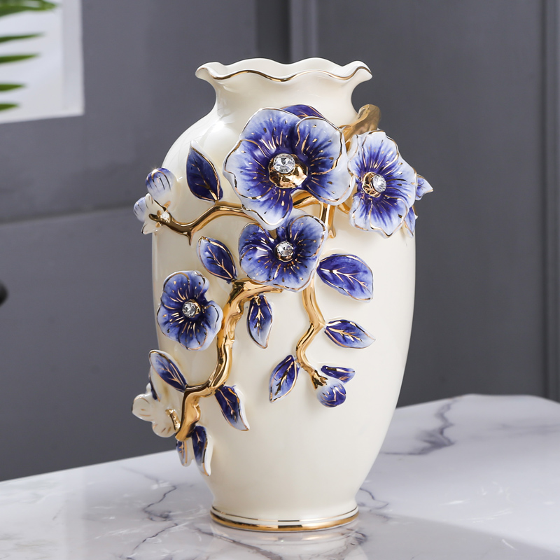 Fort SAN road simulation flower arranging new royal blue name plum flower vase European household living room TV cabinet ceramic vases, furnishing articles