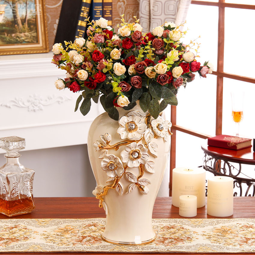 SAN road fort European ceramic dry flower vase furnishing articles furnishing articles sitting room flower arranging household act the role ofing is tasted porcelain decorative vase