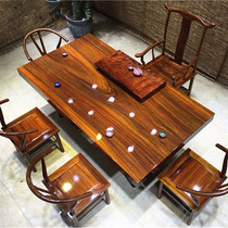 Okan Solid Wood Large Board Tea Table Log New Chinese Red Wood Simple Table And Chairs Combined Tea Table Whole Board Tea Painting Case Table