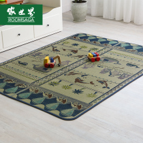 Home World Summer childrens game mat Cartoon Tatami Carpet Lin Grass Mat Living room Non-slip grass woven mat Southland