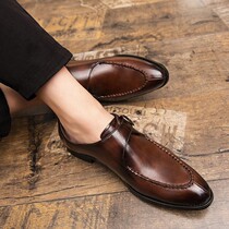 European Station Business Orthodox Mens shoes 2022 new Inlan pointed casual shoes hairstylist genuine leather 100 hitch wedding shoes