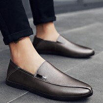 Boomer mens shoes 2022 summer new net red bursting casual genuine leather small leather shoes Inn wind sloth minimalist business shoes