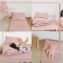 Ins Nordic simple style sandwich kindergarten portable mattress three-piece mattress mattress quilt cover pillowcase baby bedding