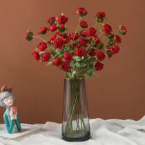 Simulation rose decoration high-grade bouquet fake flower ornaments living room flower arrangement table decorated with small Rose Bud dried flower