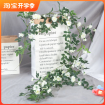 Simulated Rose Vine Fake Vine Plastic Green Vine Chamber Ceiling Air Conditioning Pipeline Out Decoration