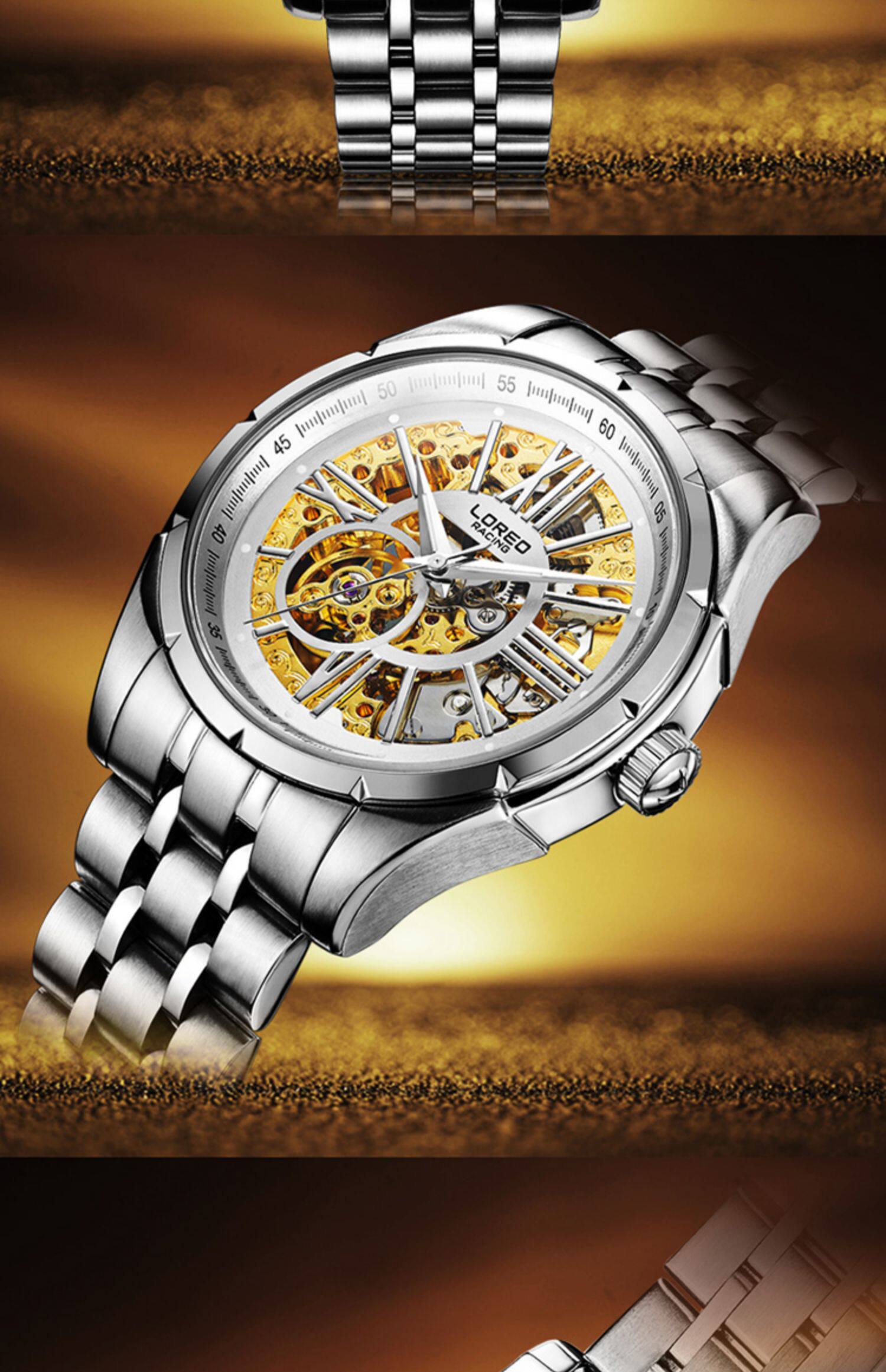 雷力欧手表男士2022年新款全自动机械表防水夜光十大镂空品牌男表