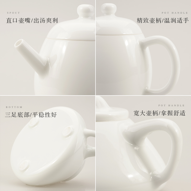 Tea set household of Chinese style pure manual white porcelain ceramic flower pot Tea ware kunfu Tea ware Tea cups