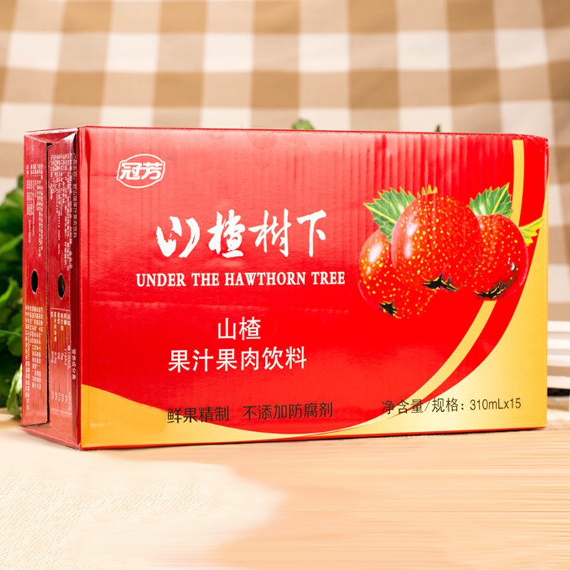冠芳山楂汁开胃饮料310ml*15山楂树下果汁果味饮料整箱批发 罐装