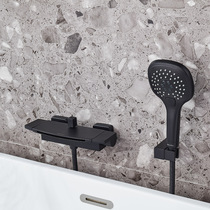 In-wall bathtub faucet Black waterfall triple faucet Hot and cold water mixing valve shower package