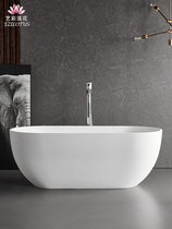 European style full artificial stone bathtub Household adult small apartment round hotel engineering villa bed and breakfast bathtub black 1 8 meters
