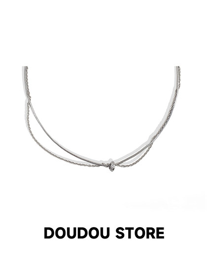 Doudoustore 원래 컬러로 보호 된 이중층 플라워로드로드 및 여성용 틈새 쇄골 체인을위한 슬림 허리 목걸이 Doudoustore 원래 컬러로 보호 된 이중층 플라워로드로드 및 여성용 틈새 쇄골 체인을위한 슬림 허리 목걸이