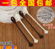 Disposable spoon Plastic coffee spoon stirring rod Coffee stirring rod Coffee soup independent packaging 100 pcs