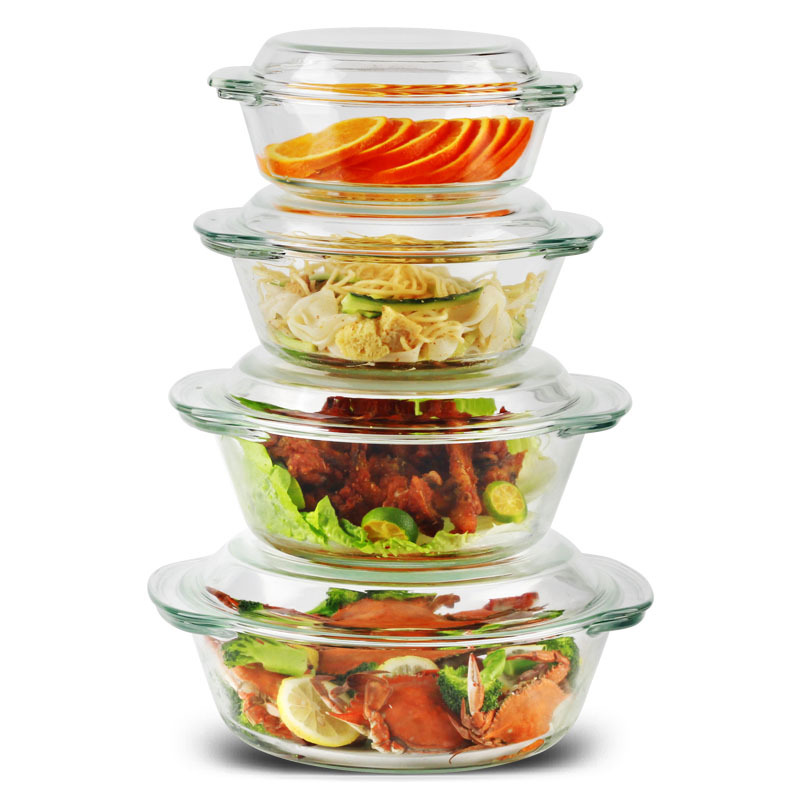 Gen heat - resistant glass bowl household suit glass plate tableware, informs the for microwave oven pan boil for 4 times