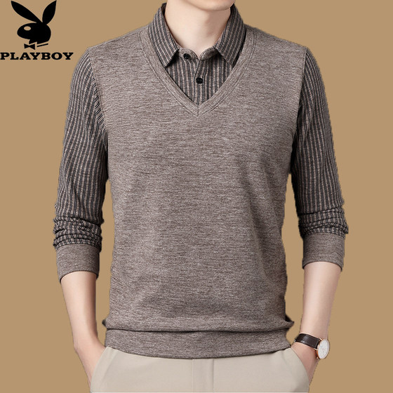 Playboy Playboy Two Sweaters Male Shirts Collar Sweater Middle -aged Loose Covered Covering Bottom Shirt
Playboy Playboy Two Sweaters Male Shirts Collar Sweater Middle -aged Loose Covered Covering Bottom Shirt
