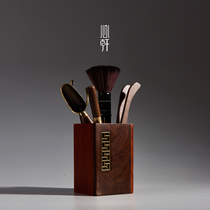 Xin Xuan Kung Fu tea tea set accessories Ebony whole set of tea ceremony six gentlemen solid wood pure copper set pot pen