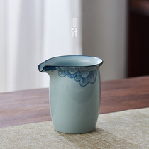 Xinxuan hand-painted hibiscus fair cup blue and white tea divider antique ceramic tea set underglaze color public cup tea sea uniform cup