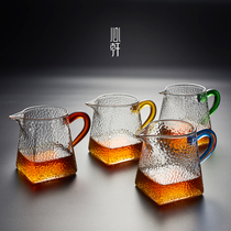 Heart Xuan hammer eye pattern Glass Road cup thickened heat-resistant tea divider with tea leak Kung Fu Tea Set Square Tea Cup
