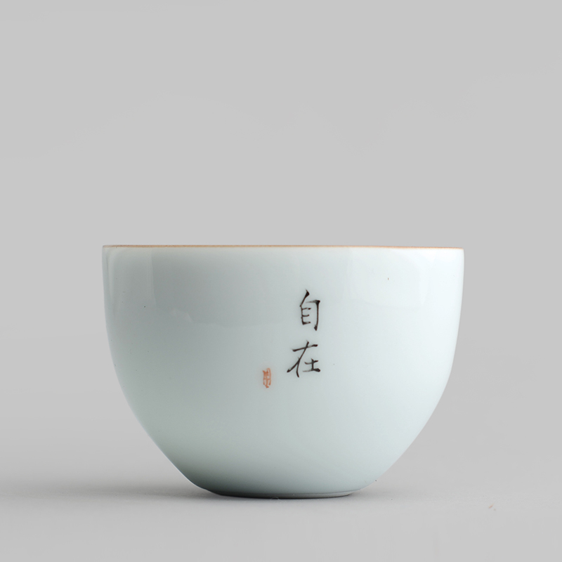 One thousand fire sample tea cup single BeiYing jingdezhen high temperature ceramic green hand - made master cup pu - erh tea kungfu tea cups