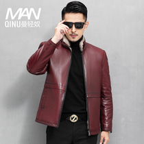Haining leather leather jacket mens whole mink mink liner jacket jacket stand neck goatskin short fur one winter