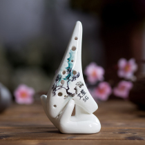 Wen Sheng beginner new 12-hole treble G tune 12-hole smoked playing ocarina Hand-painted blue and white wisteria