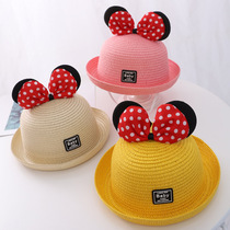 Summer childrens bow straw hat sunshade hat girl child sun hat baby sun hat beach basin hat
