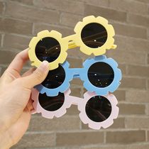 Children Sunglasses Girl Super Cute Cute Sun Flowers Sunglasses Little Girl Out Cruise Styling Photo Sun Glasses Tide