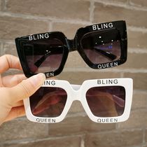 Children sun glasses boys and girls personality letters sunglasses childrens square big frame Korean version of tide childrens catwalk street glasses