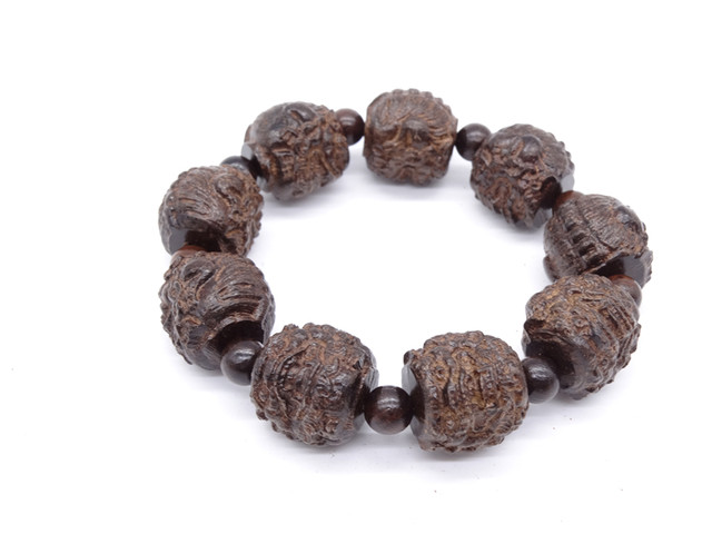 ຫນັງ ebony carved Pixiu agarwood ສິບແປດ Arhat ສາຍແຂນ mahogany beads ສໍາລັບຜູ້ຊາຍແລະແມ່ຍິງ 108 ຂອງຫຼິ້ນວັດທະນະທໍາ