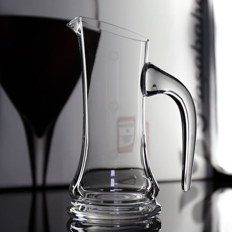 水晶玻璃制品白酒分酒壶 葡萄红酒分量小扎壶 雅致带刻度倒酒壶