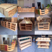 Kindergarten solid wood toy cabinet camphor pine functional cabinet log bookcase children Collection rack organizer custom