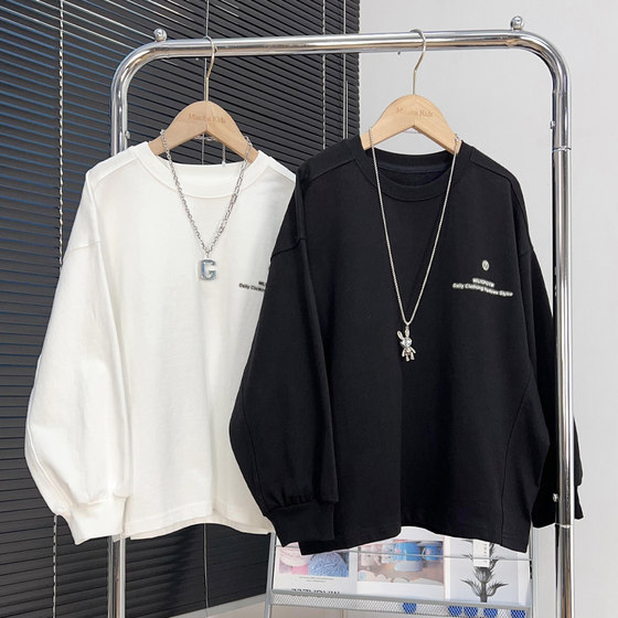Big E small e children's clothing boys white long-sleeved T-shirt autumn clothes medium-large children's black casual top children's round neck sweatshirt
Big E small e children's clothing boys white long-sleeved T-shirt autumn clothes medium-large children's black casual top children's round neck sweatshirt