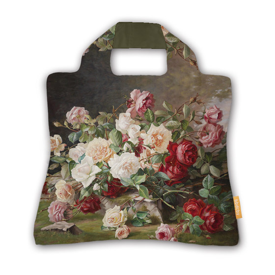 Oil painting rose folding environmental protection shopping bag large portable buying bag school bag handbag shoulder bag print logo Oil painting rose folding environmental protection shopping bag large portable buying bag school bag handbag shoulder bag print logo