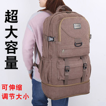Extra large capacity pure padded canvas backpack for men and women backpack outdoor travel bag Mountaineering bag luggage bag can be expanded