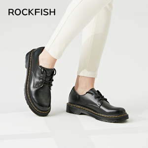 Rockfish三孔低帮马丁靴女浅口英伦风皮鞋低腰矮帮透气单鞋春夏薄