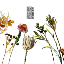 Simulation of single Wild Berry branch needle Pad dry King King flower silver fan Leaf Dog tail grass pastry soft light luxury style flower decoration