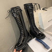 Power of the same Knight boots female 2021 autumn and winter new locomotive boots thick soled boots but knee high horse boots