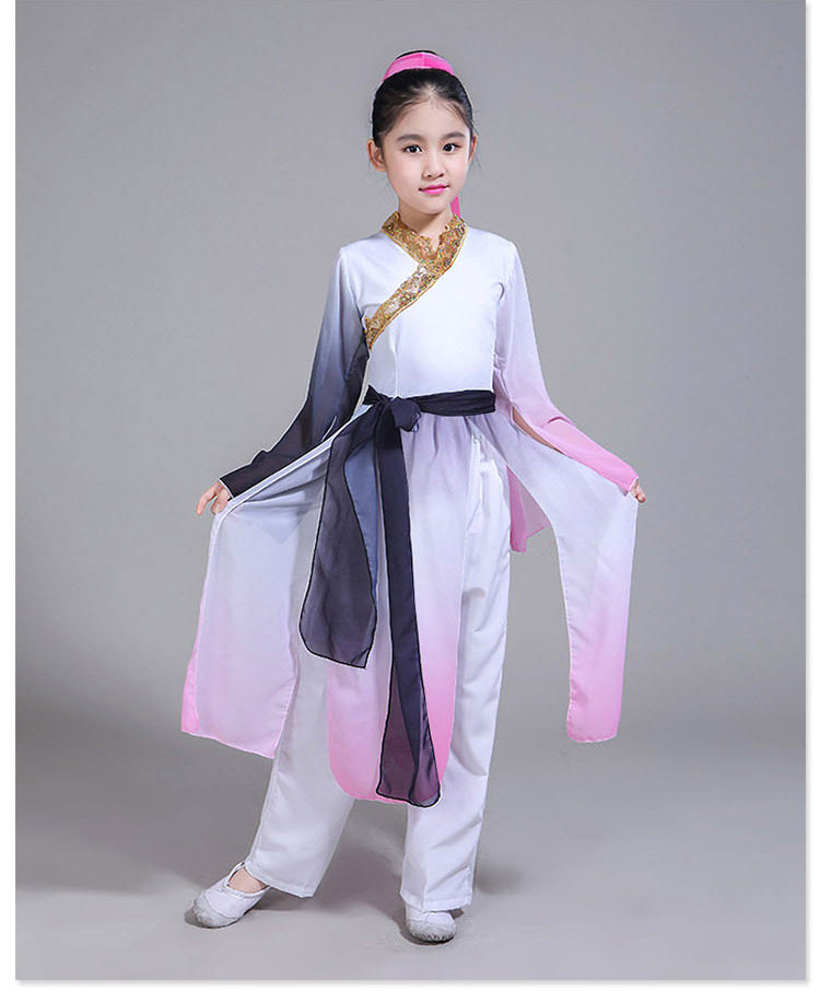 新款书童江南水墨扇子三字经演出服古典舞演出服女书童少儿舞蹈
