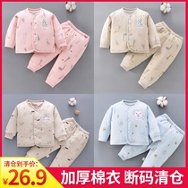 Newborn baby clothes autumn winter first raw pure cotton warm clamping cotton 0-3 month baby monk clothes lingerie suit 1