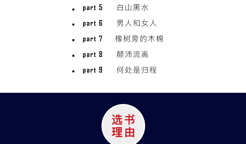 part5白山黑水part 6男人和女人part7橡树旁的木棉part8颠沛流离part日何处是归程选书理由-推好价 | 品质生活 精选好价
