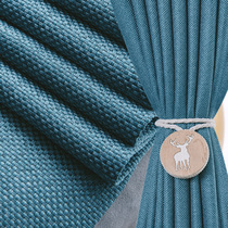 Cotton and linen thick curtains blackout bedroom Nordic simple hook style 2021 new modern linen full cloth