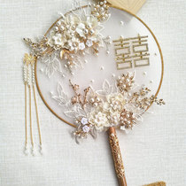 Linlin hand-made DIY group fan material package Bride Hi fan Gold wedding Dragon and Phoenix coat Xiuhe group fan Chinese wedding