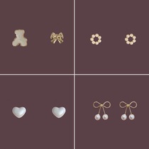 Sleeping without picking up mini small small pearl circle Girls commute ins925 silver needle ear nail minimalist