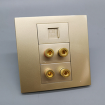 Champagne gold 86 type dual audio RJ45 five types of computer broadband network cable wall socket panel switch