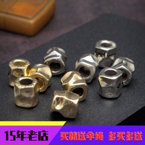 Hand Carved Works Rock Bucket Pearl EDC Umbrella Rope Knife Pendant Pure Copper Hanging Pendant Bracelet Bead handmade DIY pendant hanging ornament