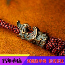 Hand sculpted work Tang Dynasty Phoenix FengHui back first knife pendant EDC pendant key button pendant DIY umbrella rope bronze pendant zipper head