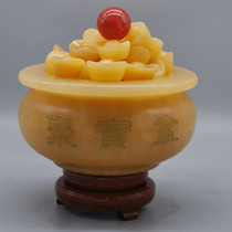 Natural Rice Yellow Jade Polypo Basin Tender Feng Shui Swing Pieces Yuanbao Furnishing Wine Cabinet Home Xuanguan Dedicated To Jade Pendulum Pieces