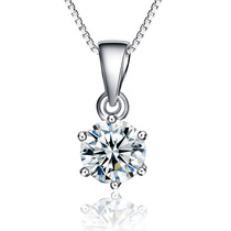 18K gold imports mo sang shi have diamond bi classic six-claw pendant free chain customized 50-1 karat