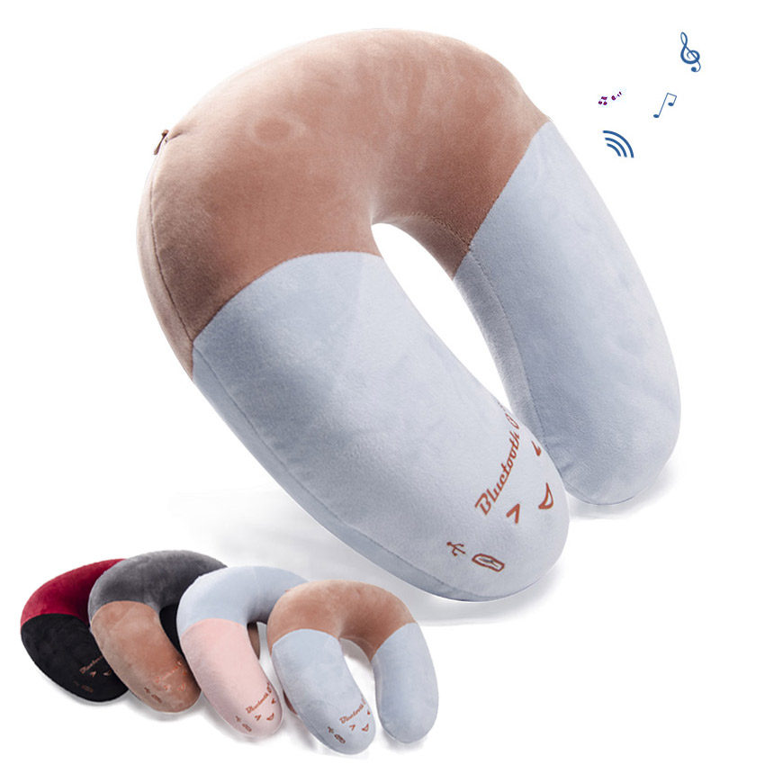 银狐绒蓝牙u型枕 护颈枕脖子音乐枕头 记忆棉旅行枕 护颈椎创意枕