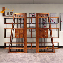 New Chinese Hedgehog Purple Sandalwood Slanted Leg Bookshelf Brief Solid Wood Furniture Beijing Su Su Pear Wood Book House Bookcase