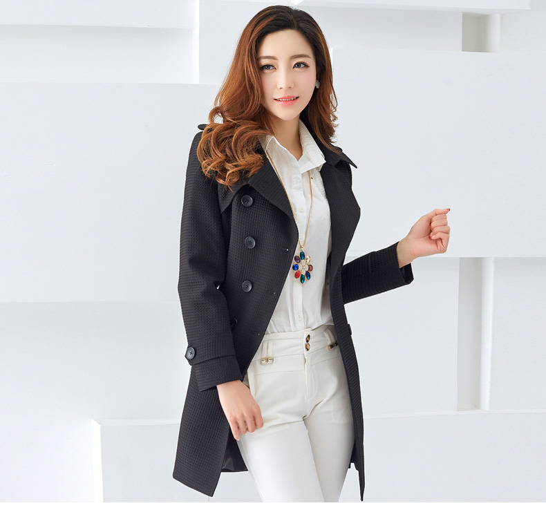 诗萱朵春秋装中长款白色淑女风衣女韩版新款双